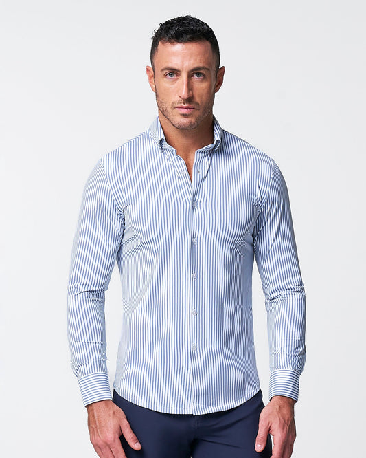 State & Liberty "The Wilfred" Sport Shirt - Blue & White Striped