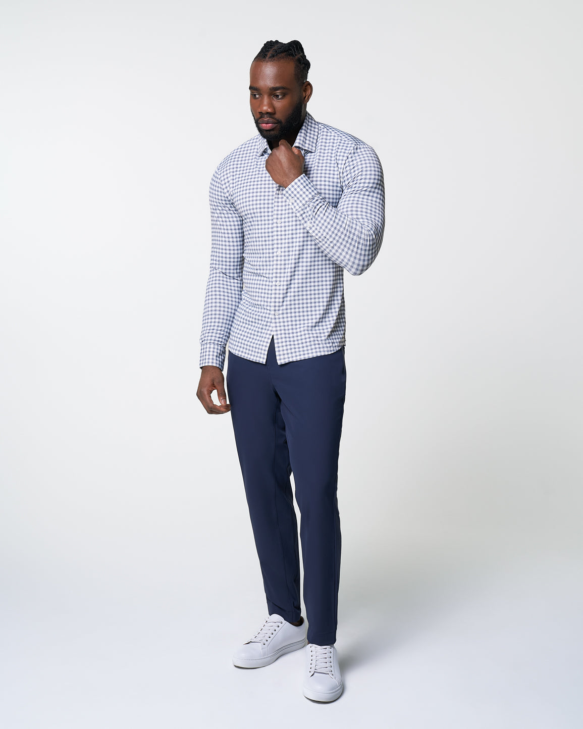 State & Liberty "The Jones" Sport Shirt - White & Grey Check