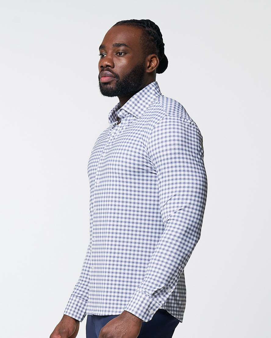 State & Liberty "The Jones" Sport Shirt - White & Grey Check
