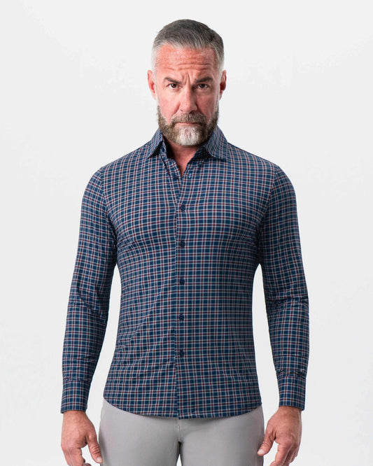 State & Liberty "The Spencer" Sport Shirt - Maroon, Navy, & White Plaid
