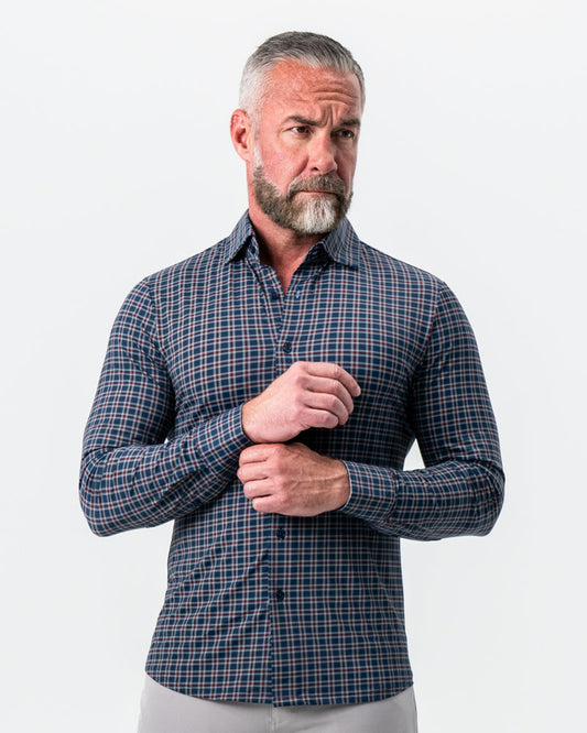 State & Liberty "The Spencer" Sport Shirt - Maroon, Navy, & White Plaid