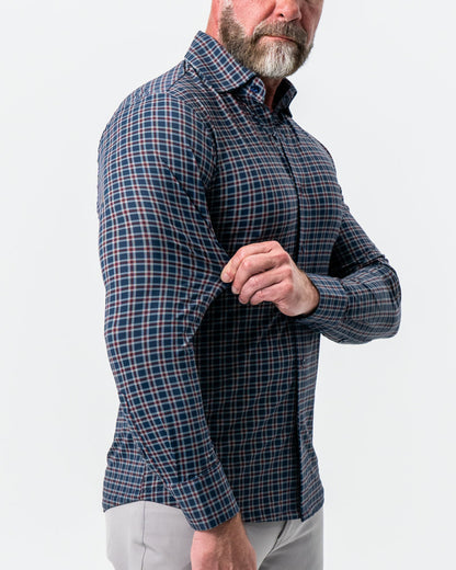 State & Liberty "The Spencer" Sport Shirt - Maroon, Navy, & White Plaid