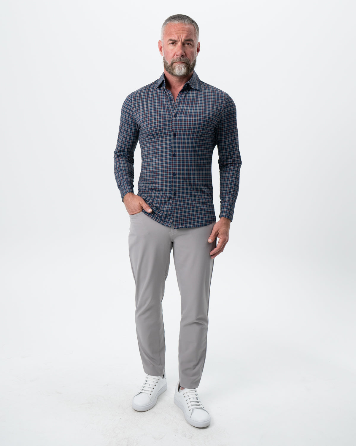 State & Liberty "The Spencer" Sport Shirt - Maroon, Navy, & White Plaid