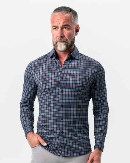 State & Liberty "The Spencer" Sport Shirt - Maroon, Navy, & White Plaid