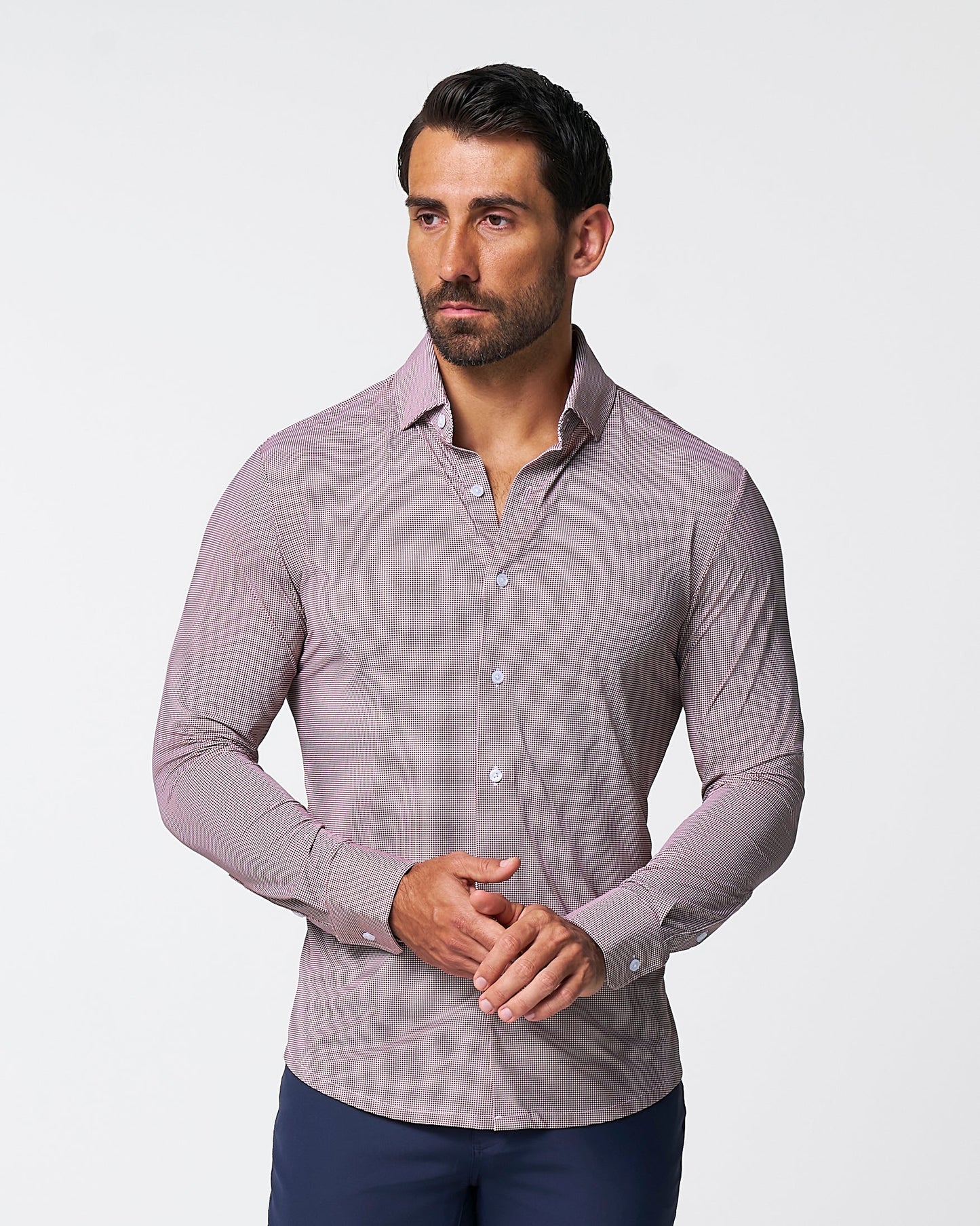 State & Liberty "The Colt" Sport Shirt - Deep Purple Microcheck