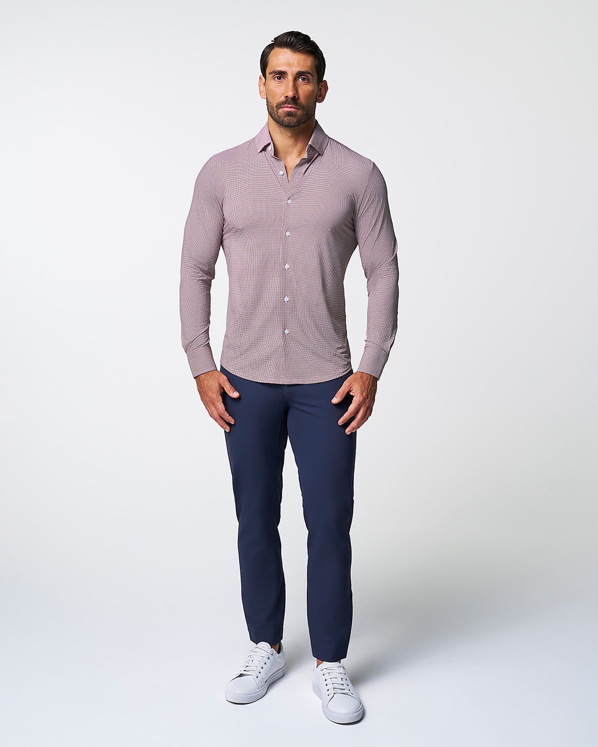 State & Liberty "The Colt" Sport Shirt - Deep Purple Microcheck
