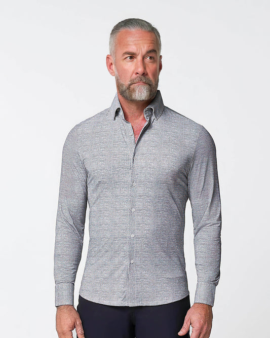 State & Liberty "The Rolo" Sport Shirt - Light Grey Printed Linen