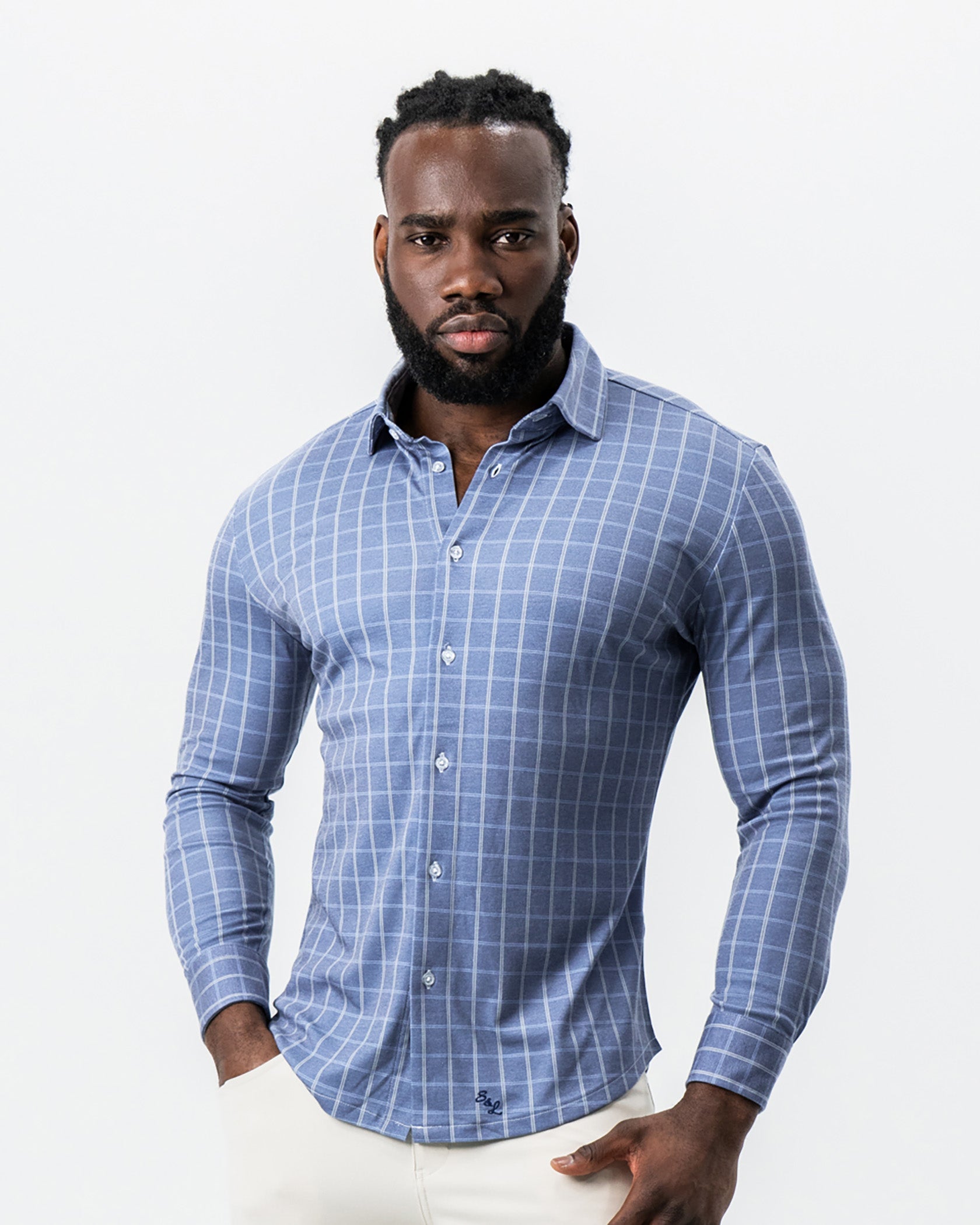 State & Liberty "The Davy" Navy, Light Blue, and Cream Button Down