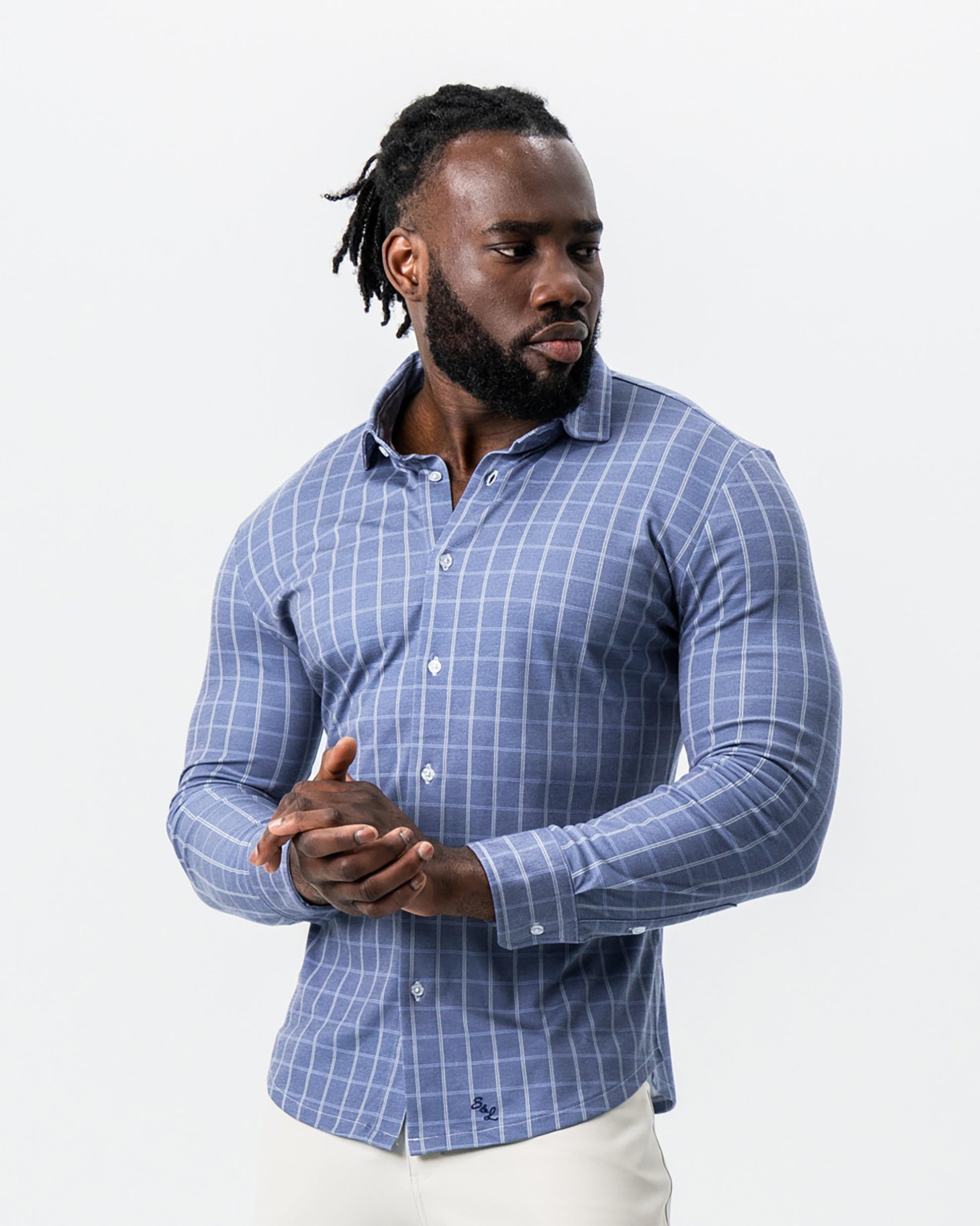 State & Liberty "The Davy" Navy, Light Blue, and Cream Button Down