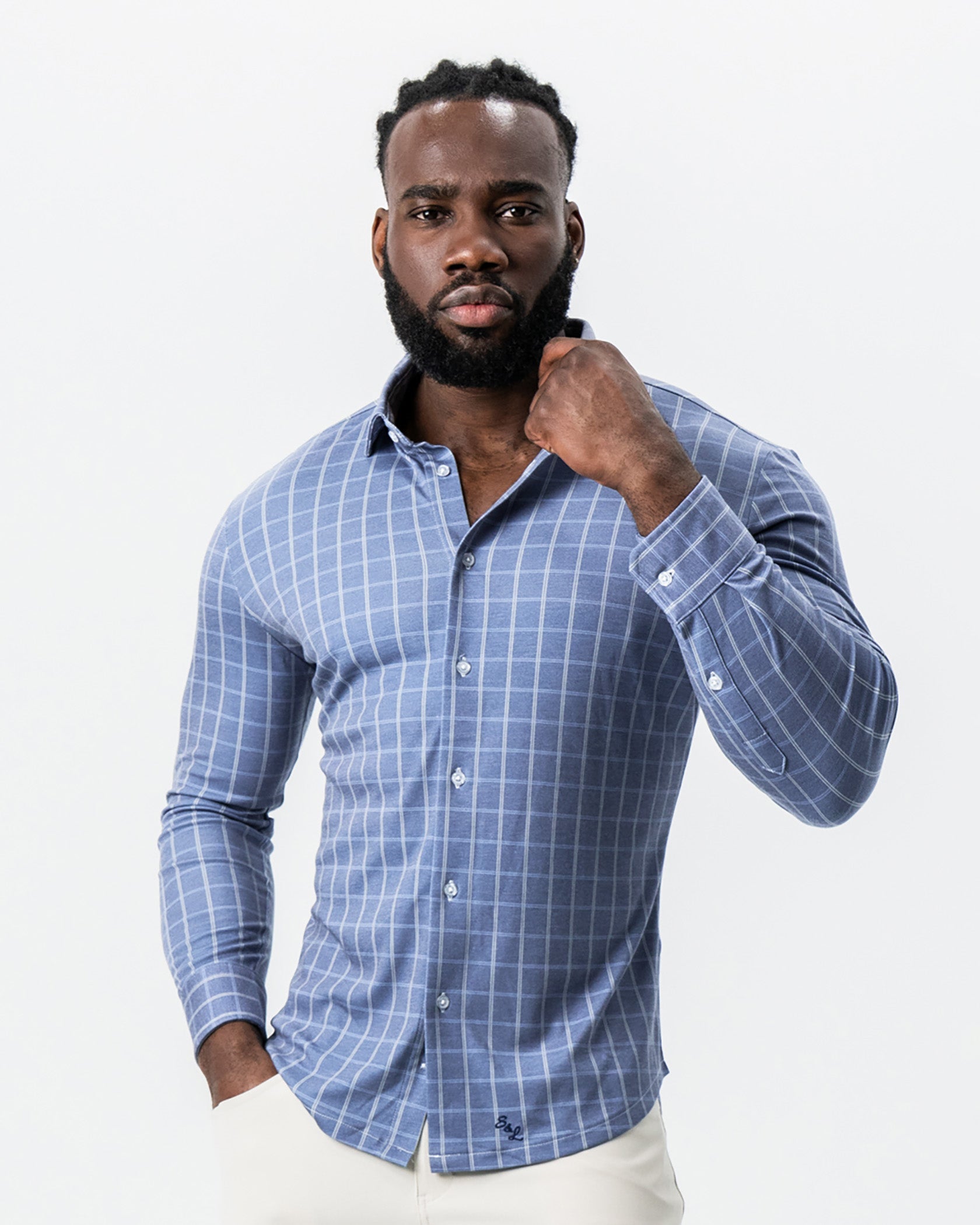 State & Liberty "The Davy" Navy, Light Blue, and Cream Button Down