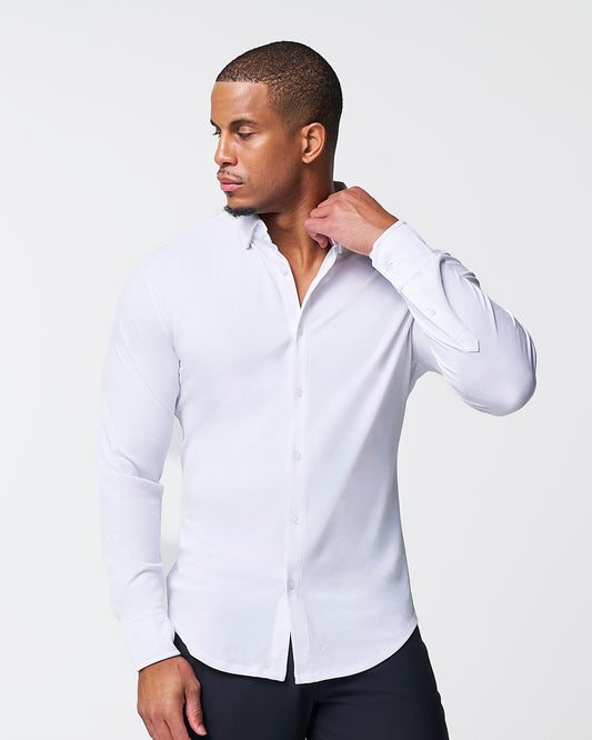 State & Liberty "The Mark" White Pique Button Down