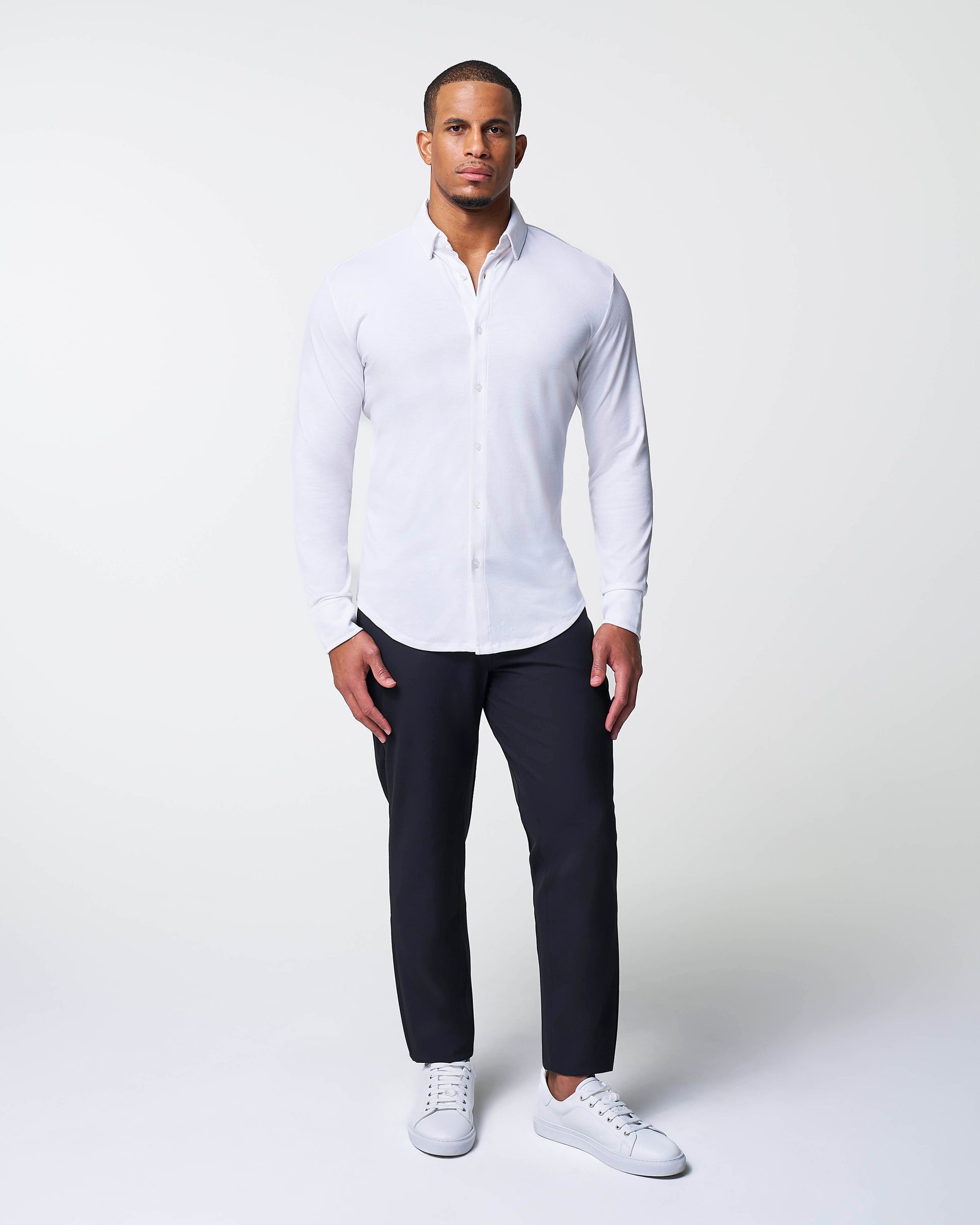 State & Liberty "The Mark" White Pique Button Down