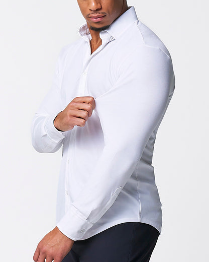 State & Liberty "The Mark" White Pique Button Down