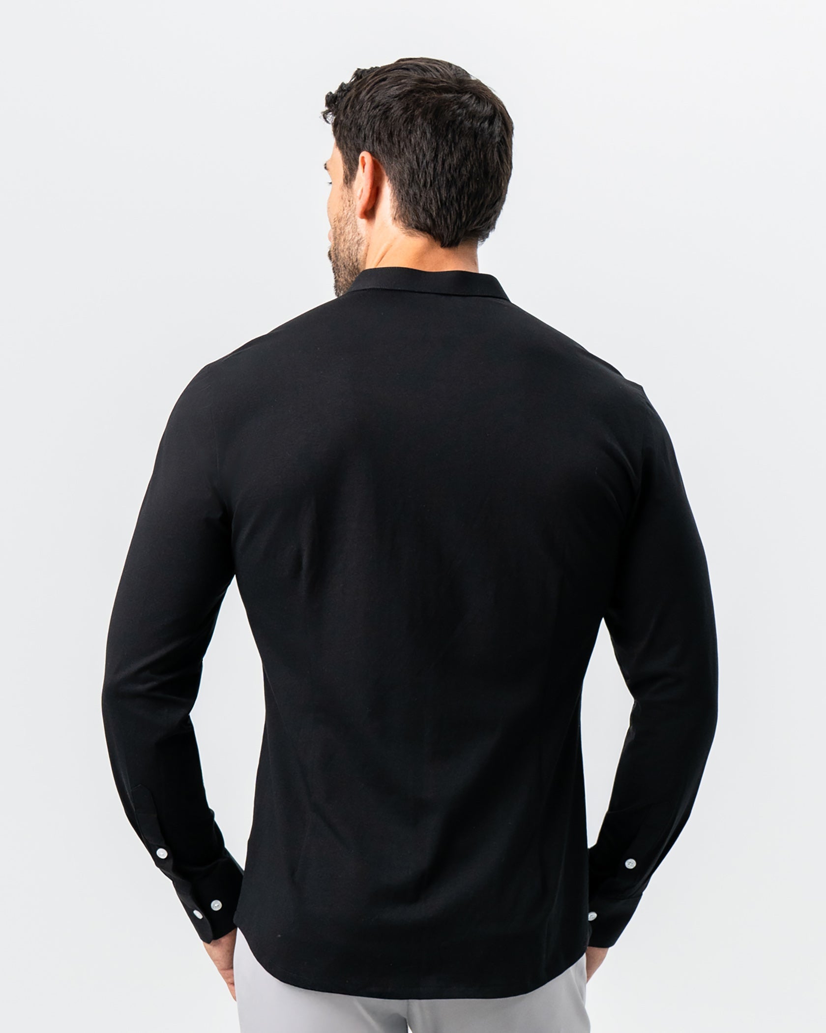 State & Liberty Banded Collar Button Down - Black