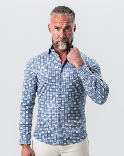 State & Liberty "The Ellis" Blue, Tan & Teal Plaid Button Down