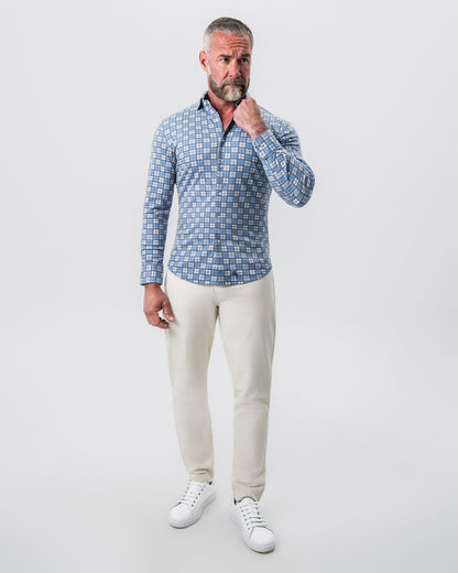 State & Liberty "The Ellis" Blue, Tan & Teal Plaid Button Down
