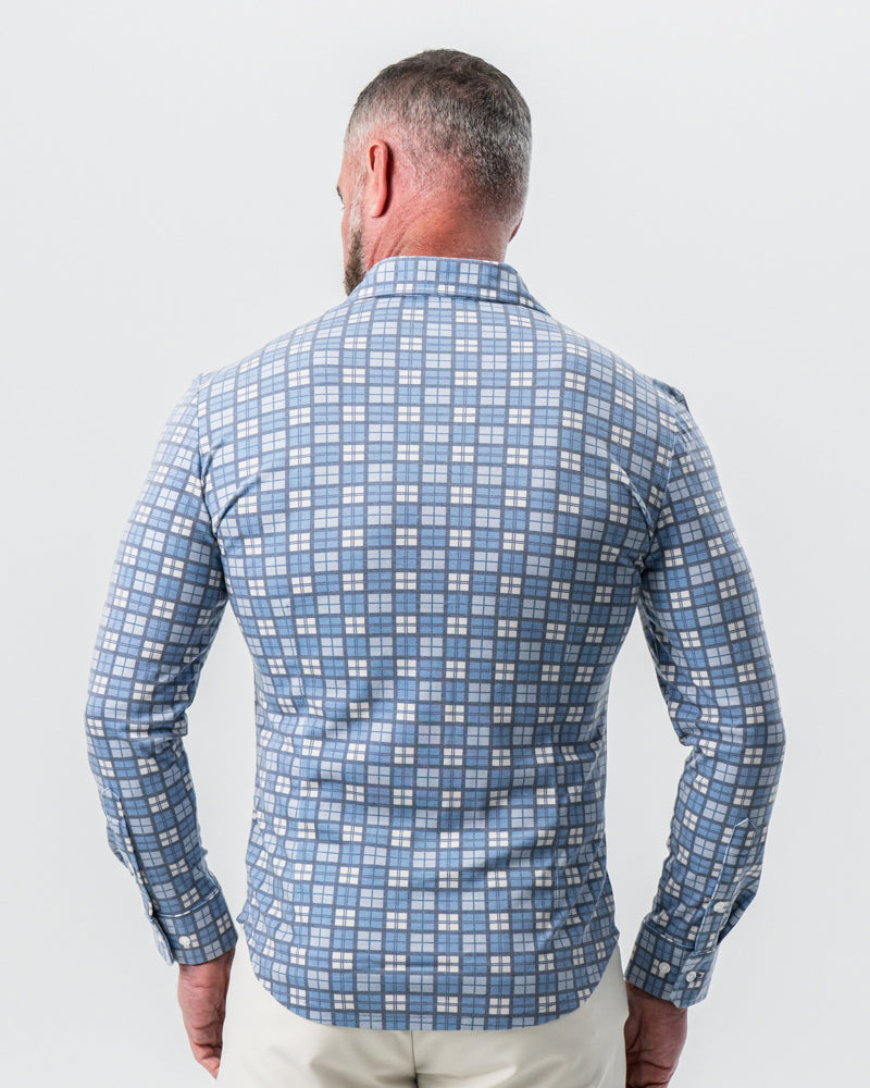 State & Liberty "The Ellis" Blue, Tan & Teal Plaid Button Down