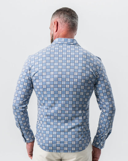State & Liberty "The Ellis" Blue, Tan & Teal Plaid Button Down