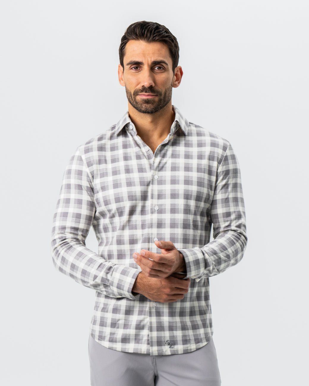 State & Liberty "The Holden" Grey Plaid Button Down