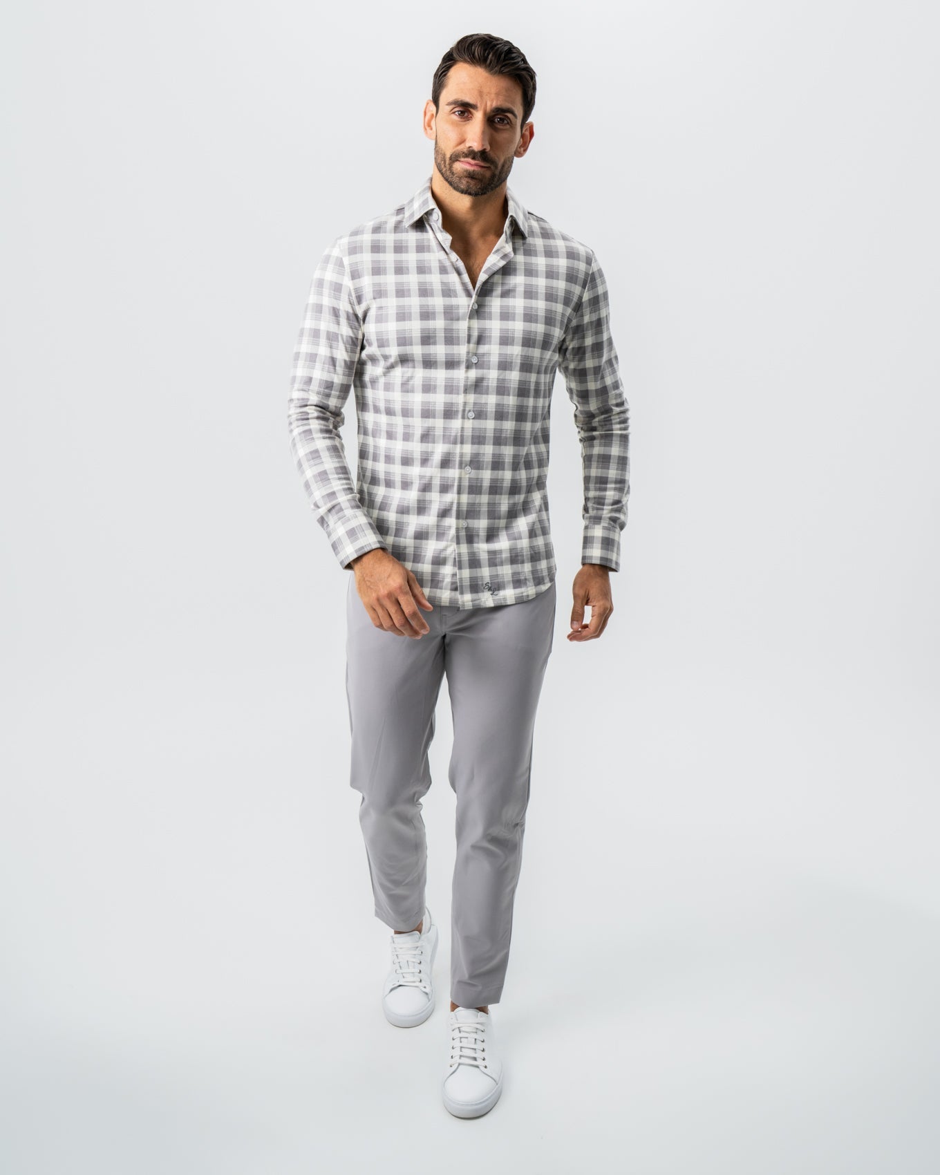 State & Liberty "The Holden" Grey Plaid Button Down