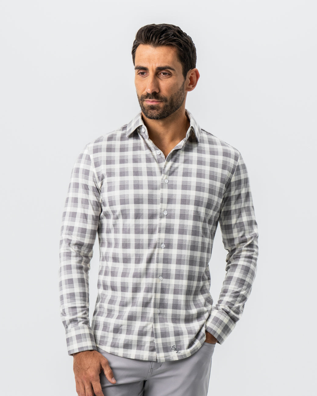 State & Liberty "The Holden" Grey Plaid Button Down