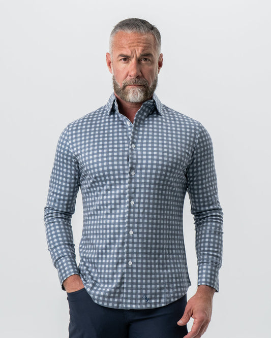 State & Liberty "The Ace" Big Navy Check Button Down
