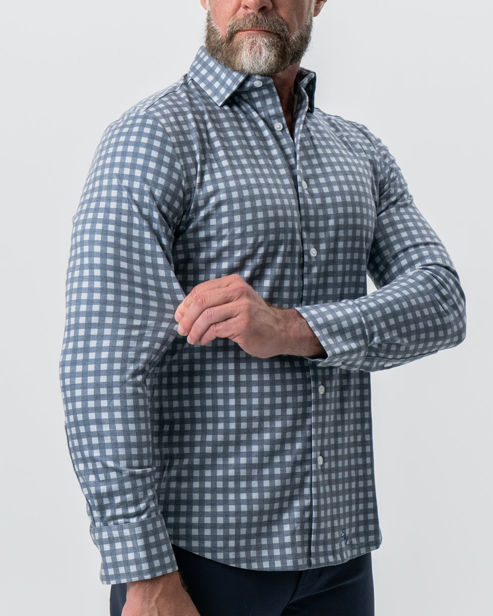 State & Liberty "The Ace" Big Navy Check Button Down