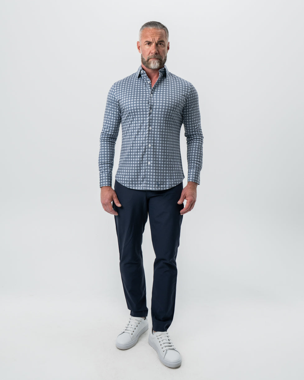 State & Liberty "The Ace" Big Navy Check Button Down