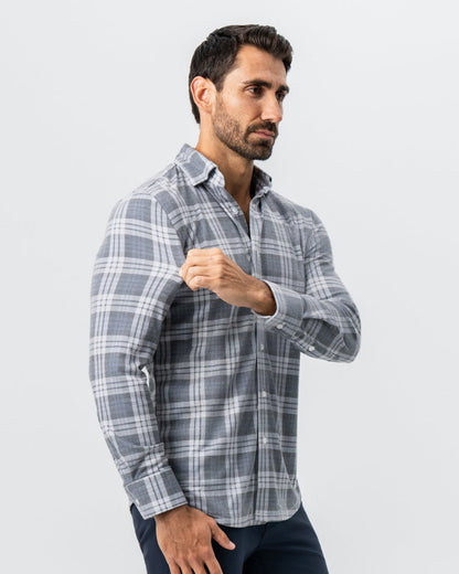 State & Liberty "The Warner" Grey and White Windowpane Button Down