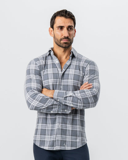 State & Liberty "The Warner" Grey and White Windowpane Button Down