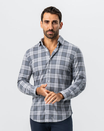 State & Liberty "The Warner" Grey and White Windowpane Button Down