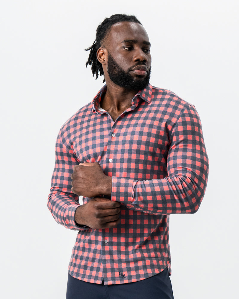 State & Liberty "The Filson" Red & Navy Big Check Button Down