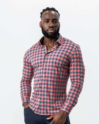 State & Liberty "The Filson" Red & Navy Big Check Button Down