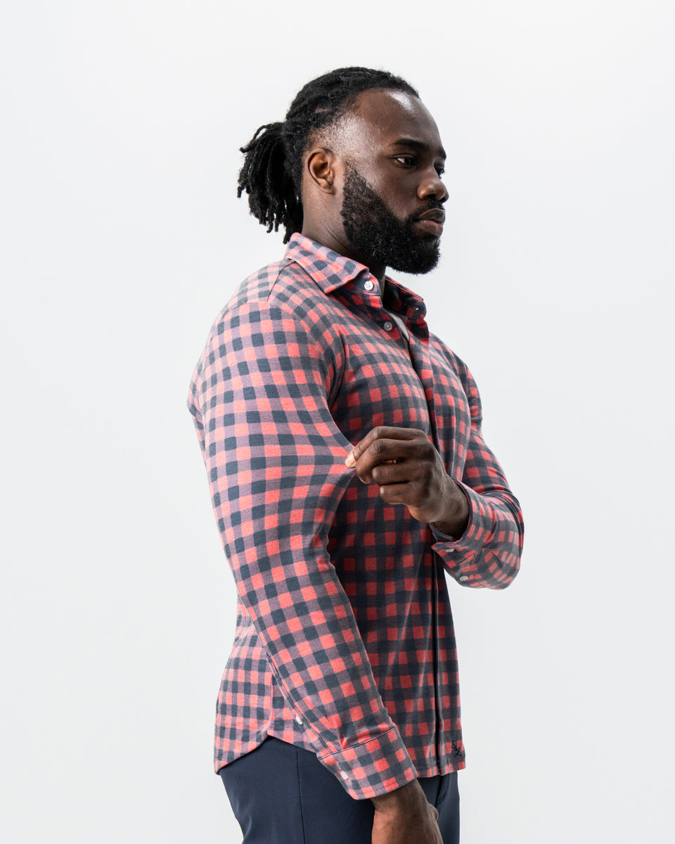 State & Liberty "The Filson" Red & Navy Big Check Button Down