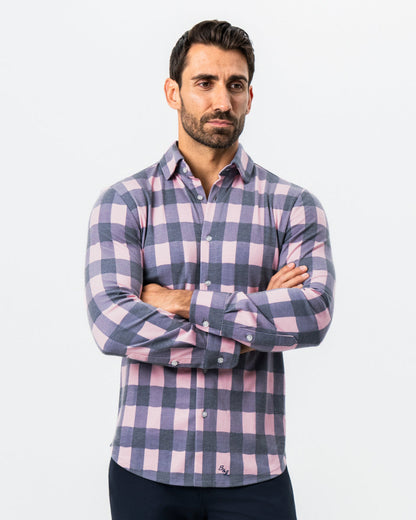 State & Liberty "The Summers" Pink & Navy Check Button Down