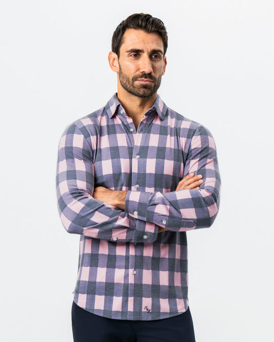 State & Liberty "The Summers" Pink & Navy Check Button Down
