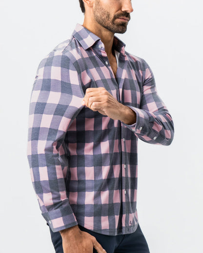 State & Liberty "The Summers" Pink & Navy Check Button Down