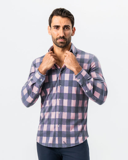 State & Liberty "The Summers" Pink & Navy Check Button Down