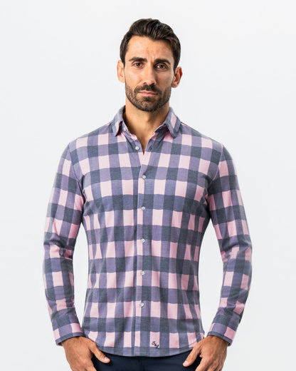 State & Liberty "The Summers" Pink & Navy Check Button Down