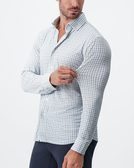 State & Liberty "The Dime" Sport Shirt - White, Grey & Light Blue Windowpane