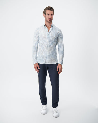 State & Liberty "The Dime" Sport Shirt - White, Grey & Light Blue Windowpane