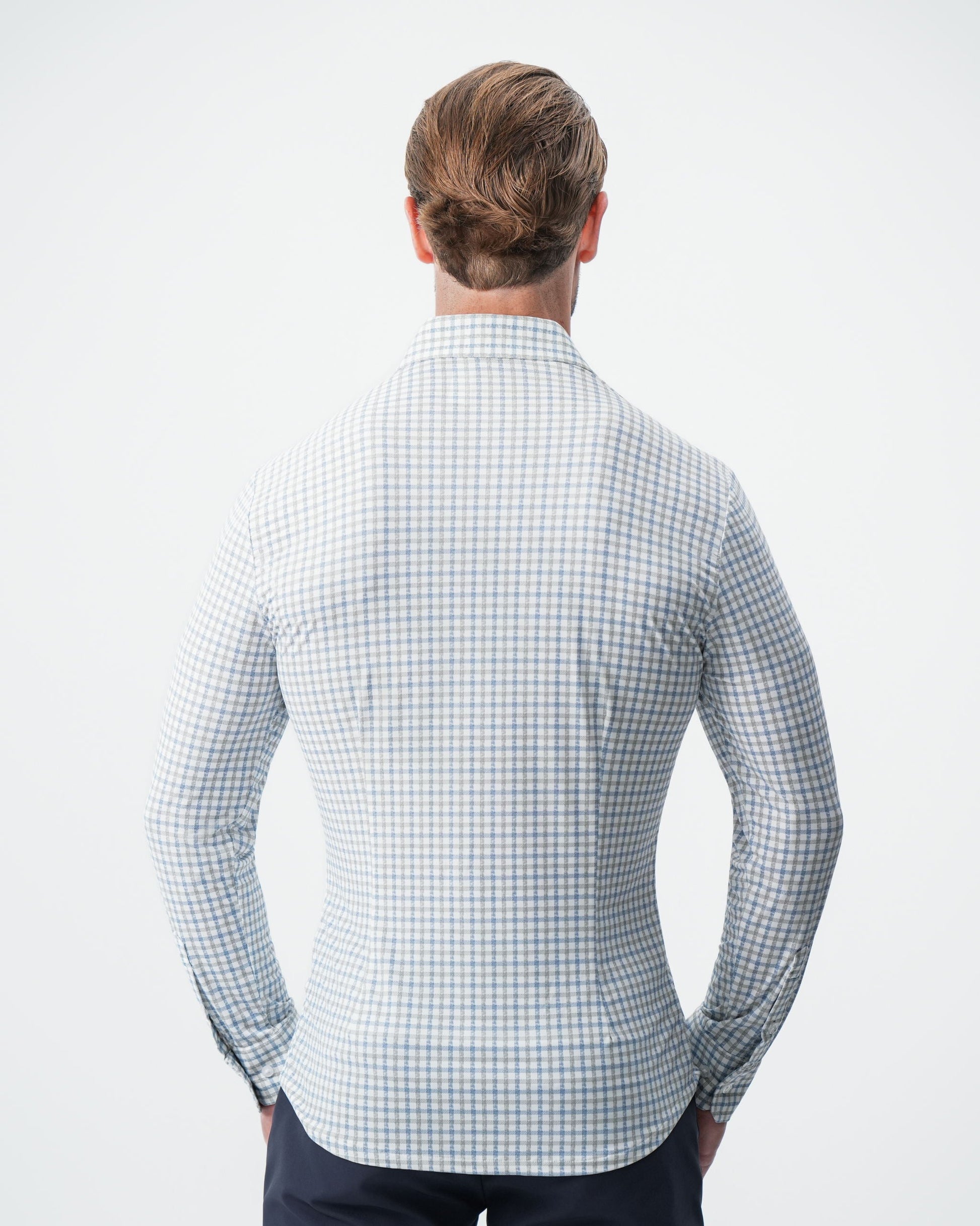 State & Liberty "The Dime" Sport Shirt - White, Grey & Light Blue Windowpane