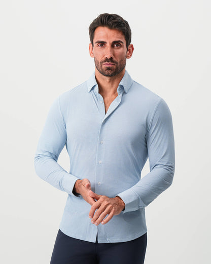 State & Liberty "The Wesley" Sport Shirt - Geo Light Blue & White Diamond