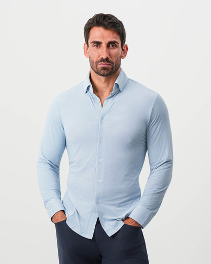 State & Liberty "The Wesley" Sport Shirt - Geo Light Blue & White Diamond