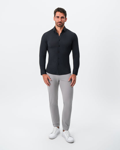 State & Liberty "The Hartley" Sport Shirt - Black & Grey Bengal Stripe