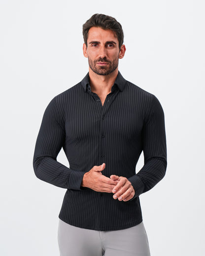 State & Liberty "The Hartley" Sport Shirt - Black & Grey Bengal Stripe