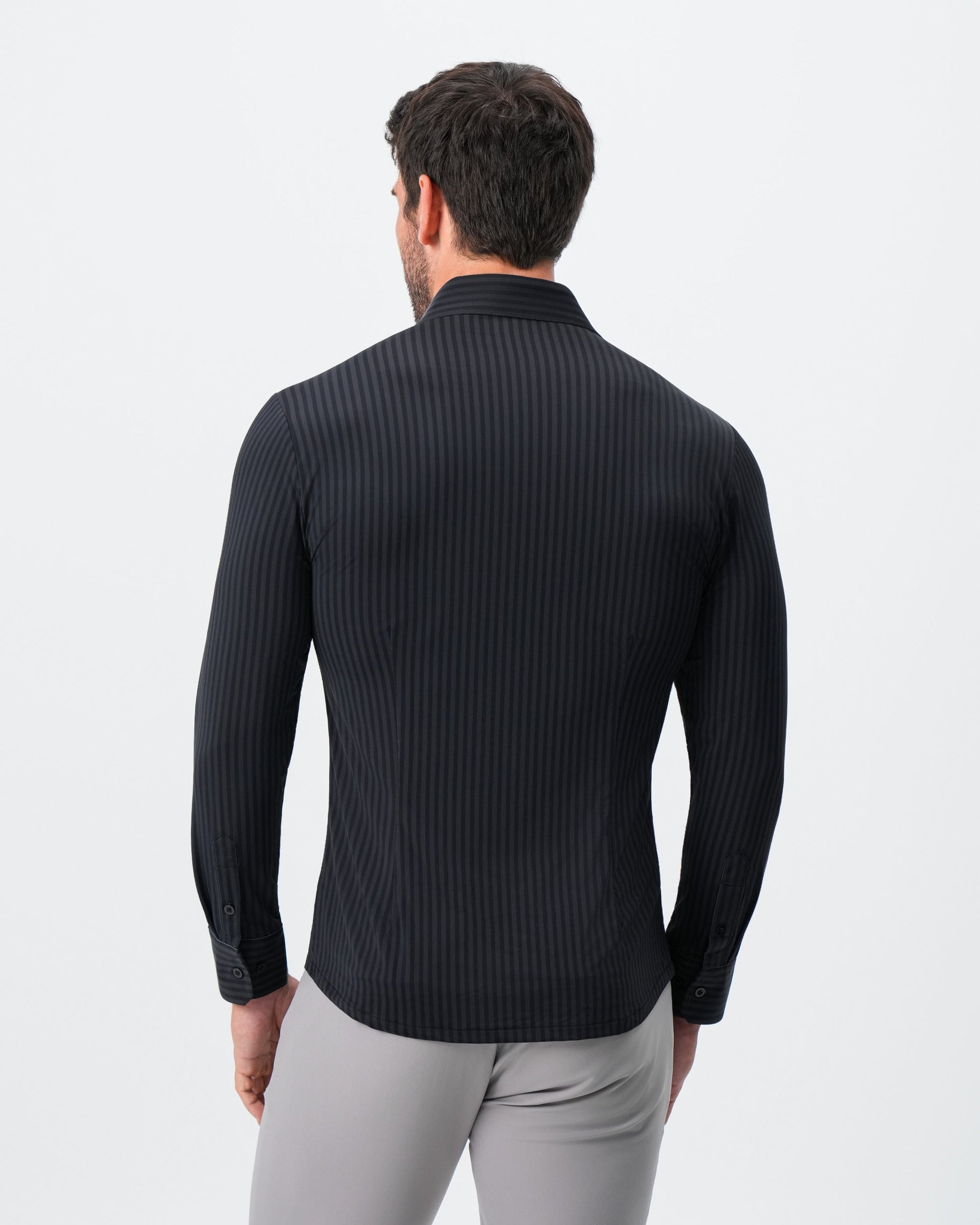 State & Liberty "The Hartley" Sport Shirt - Black & Grey Bengal Stripe