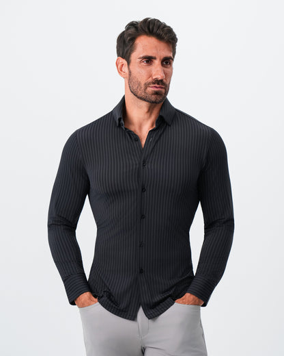 State & Liberty "The Hartley" Sport Shirt - Black & Grey Bengal Stripe