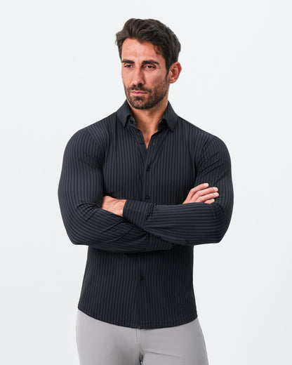 State & Liberty "The Hartley" Sport Shirt - Black & Grey Bengal Stripe