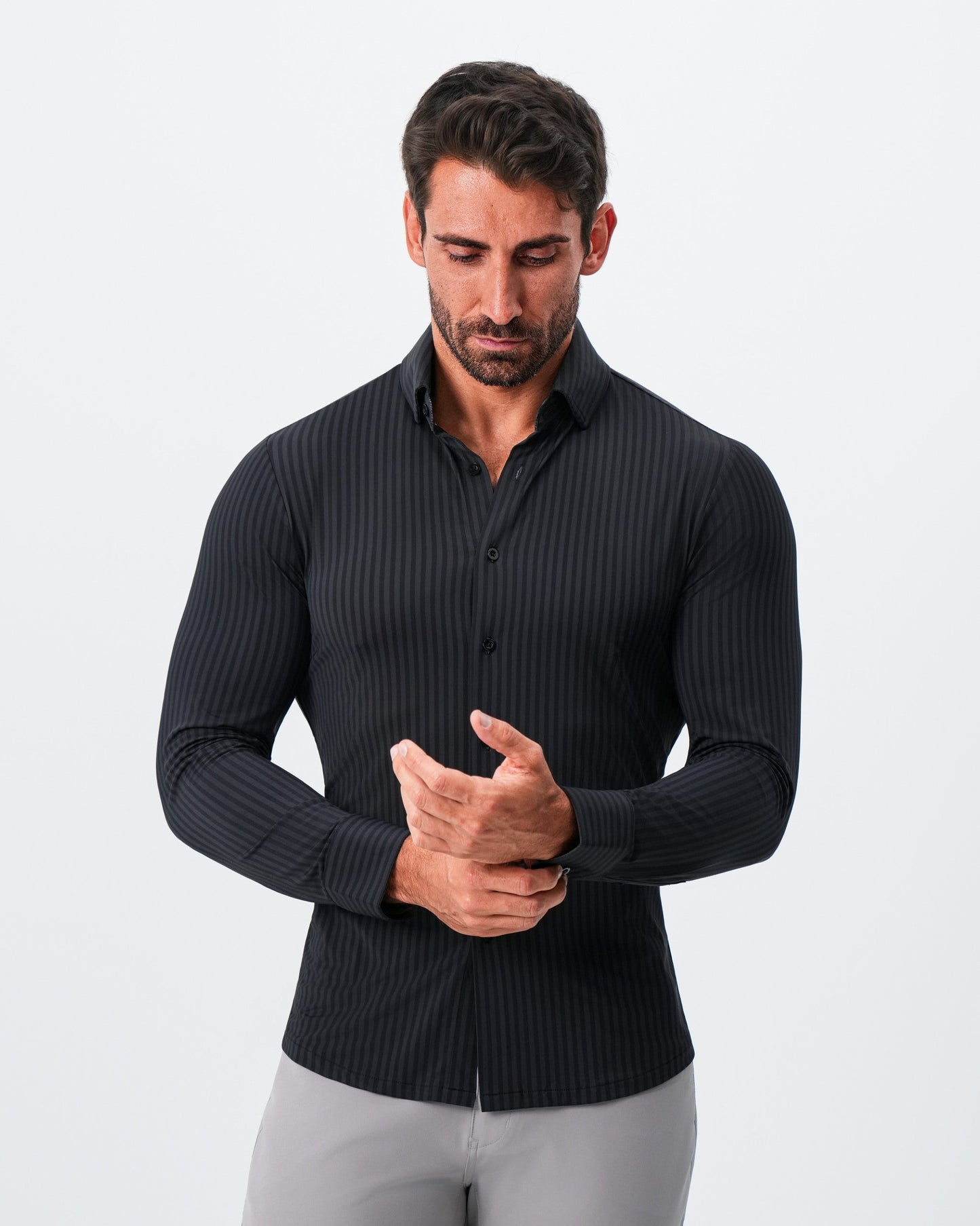 State & Liberty "The Hartley" Sport Shirt - Black & Grey Bengal Stripe